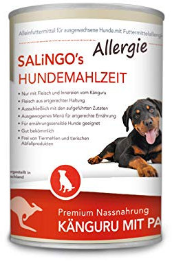 SALiNGO Premium Hundefutter nass Känguru mit Pastinake | getreidefrei | hypoallergen | Single Protein | Hunde Nassfutter 12 x 400g