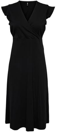 Only Onlmay Robe Portefeuille mi-Longue pour Femme Taille S/L, Noir, Taille XS