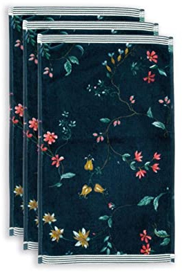 PiP Studio [W] Asciugamani per gli ospiti Les Fleurs Blu Scuro UV UV 30x50 Set da 3