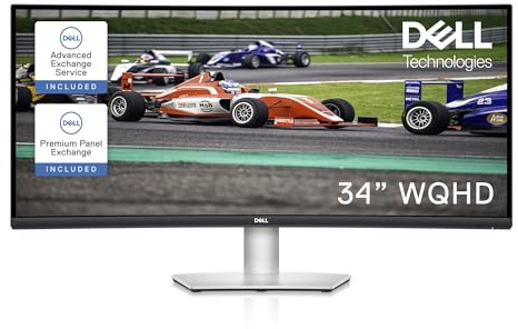 Dell W126264859 S3422DW LCD Monitor, 34, 3440 x 1440 Pixel, Wide Quad HD, Nero/Argento
