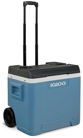 IGLOO IP42 Roller Glacière Passive 42L – Boîte Isotherme Bleu Glacier avec roulettes et Poignée Télescopique pour Camping et Loisirs