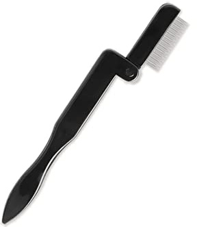 1pcs Brow Brush,Stainless Steel Teeth Eyebrow Comb EyelashSeparator,Portable Folding Eyelash Comb BrushTool,Eyelash Folding Brush Grooming Brushfor Girls Women Making Up Supplies(BLACK)