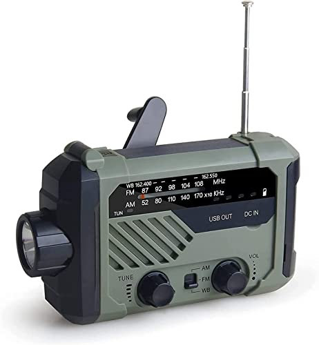 CAFFIA Multifunctional Portable Wind Up Radio,Bluetooth earphone Emergency Radio With AM/FM NOAA Weather Way Powered Solar Crank Radio Receiver With