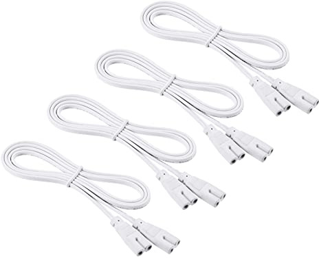 YOKIVE 4 Pcs Lamp Connecting Wire for T4 T5 T8 LED Tubing, 2 Pin Linkable Cords Extension Cable Easy to Install, Great for Offices, Industries (White, 100cm)