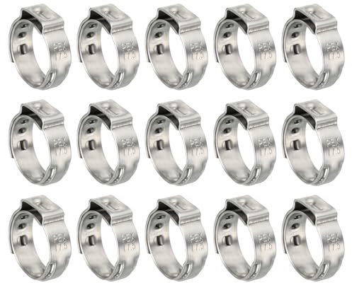 PATIKIL 50 Pack 1/2 PEX Cinch Clamp Rings, 304 Stainless Steel Single Ear Crimp Rings for Tubing Pipe Fitting Connections, Silver Tone