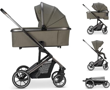 Osann Passeggino Navetta Duo Juntos Sistema Combinato - Leggero e compatto - Reversibile - Aerato - Parapioggia anti pioggia - Fronte Mamma - Fronte Mondo (Teak Marrone)