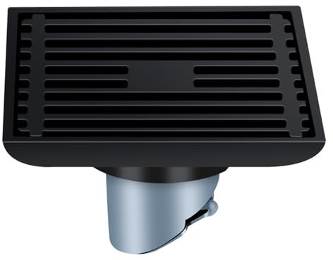 Scarico a Pavimento per Vasca da Bagno, Nero Quadrato Scarico Pavimento, Filtro Doccia Inox, Coperchio di Scarico Quadrato Rimovibile, Deodorante e Prova Insetti, per Bagno, Cucina, Balcone, Giardino
