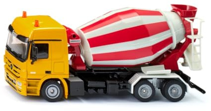 siku 3539, Mercedes-Benz betongblandare med Liebherr-uppbyggnad, 1:50, metall/plast, gul/röd, byggleksak, vridbar trumma