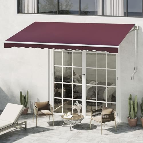 LJFDXD Gelenkarmmarkise Markise, Zusammenklappbare Manuelle Markise, Terrassentür-Fenster Markise, Sonnenschutz mit Kurbel für Garten, Hinterhof, Balkon, Restaurant ( Color : Wine Red , Size : 200*150