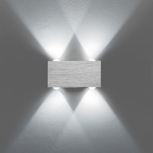 Lightsjoy Applique da Parete Interno Led per Camera da Letto Lampada da Parete Interni 4W Luci per Corridoio Luce sa Parete Luce Muro Scale Interne Illuminazione per Soggiorno 6000k Bianco Freddo
