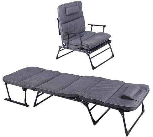 Spetebo 2in1 multifunktionale Sonnenliege klappbar grau - 181 x 59 cm - Garten Liegestuhl inklusive Polsterauflage - Garten Liegebett Relaxsessel Ruheliege Gartenliege Relaxliege