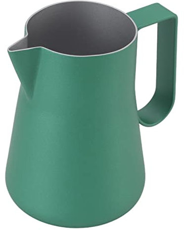 Taza para espumar leche, jarra para espumar, verde, versátil, de acero inoxidable de calidad alimentaria, boca profesional para Latte Art (350ml)