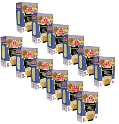 Riz Basmati Marida - Riz à grains longs de haute qualité - Aromatique et lâche - Parfait pour une alimentation saine et des plats exotiques - 1000g - 12 pièces