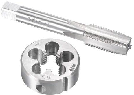 TOP-VIGOR Juego de machos y troqueles métricos M16 x 2 mm, rosca de máquina con troquel de rosca redonda, kit de grifo y troquel resistente para bricolaje, reparación, corte de rosca externa e interna