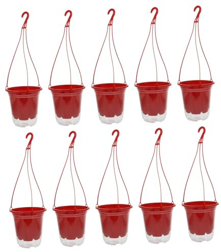 CIYODO 10sätze Hängende Blumentöpfe Teilig Transparente Rote Mit Abnehmbaren Haken Selbstbewässernde Pflanzgefäße Für Sukkulenten Und Zimmerpflanzen Praktische Gartenaccessoires