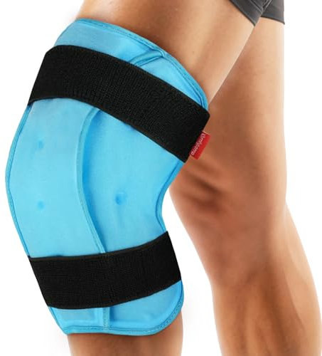 Comfytemp 3D Contoured Knee Ice Pack Wrap, Reusable Gel Ice Pack for Sport Injuries, Knee Sprains, Knee Replacement Surgery, Swelling, Bruise, Joint Pain, Microwave Hot Cold Pack for Leg Injuries