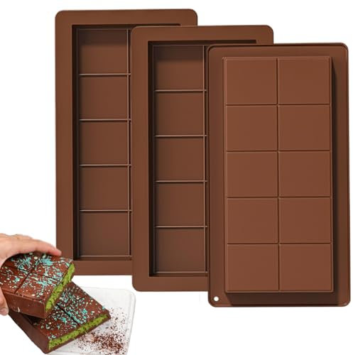 Dubai Silicone Chocolate Mould, 3 Pieces, Extra Deep Chocolate Candy Mould, Dubai Chocolate Mould, for Diy Nougat Chocolates, Pralines, Also as Wax Melting Molds