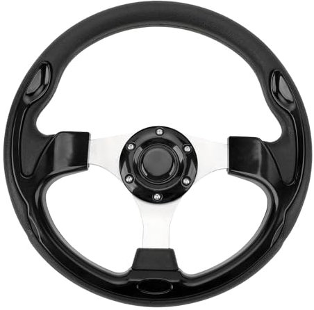 Volante de 13 Pulgadas, Estilo de Carreras Universal PU Aluminio Agarre Coche Volante con Tornillos y Llave para 6 Agujero Adaptador, Especificaciones de Instalación Incluidas