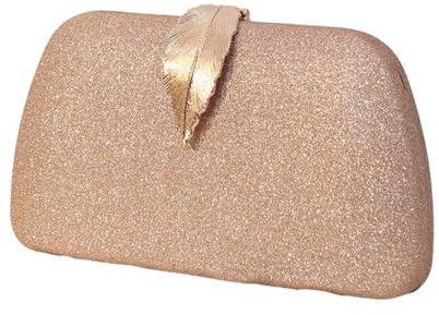 Beimus Clutch für Damen, Geldbörse, Party, Hochzeit, Blatt-Handtasche für Damen, Mädchen, Schultertasche, Umhängetasche mit Kette, modische Tasche, Abendtasche, rose gold