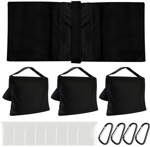PRITOK Sandsäcke für Fotografie: 4er-Set Sandsäcke Schwarzer für Fotografie, Bohnensack Fotografie, Leere Sandsäcke mit Karabiner für Fotografie-Lichtstative, Lichtstative, Zelte und Pavillons