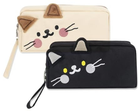 Snowflyk Large Capacity Pencil Case Cute Pencil Case, Portable Designed with Zipper Compartments Multifunction Pencil C (2 Pcs)