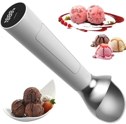 Cuchara para Helado con Calefacción Eléctrica, Cuchara para Helado Recargable De 2 Onzas con Pantalla Digital LCD, Resistente Al Agua Ip67, Postre De Comida Calentado Automáticamente para Cafetería