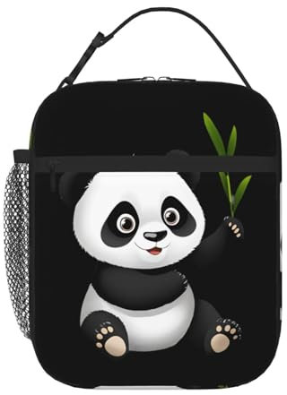 YYHWHJDE Portable Insulated Lunch Bag Giant Panda Eating Bamboo Pattern Reusable Lunch Bag Durable for Men and Women