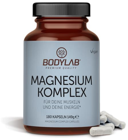 Bodylab24 Magnesium Komplex Premium 180 Kapseln, ultra hochdosiert, 219 mg Magnesium pro Tagesdosis, 1 Kapsel pro Tag, 100% vegane Kapselhülle