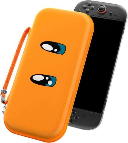 ivoler Etui pour Nintendo Switch 2 Model (2025), Housse Sacoche de Transport à Coque Rigide Anti Choc Pochette avec Espace, 12 Cartouche de Jeux - Orange