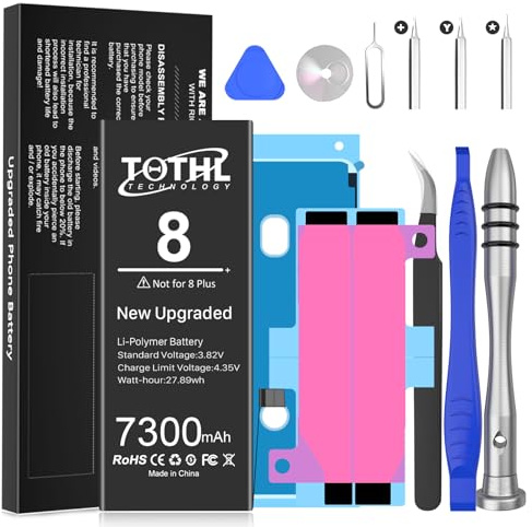 Batterie pour iPhone 8, 7300mAh Batterie Lithium ION Haute capacité avec Outils de réparation