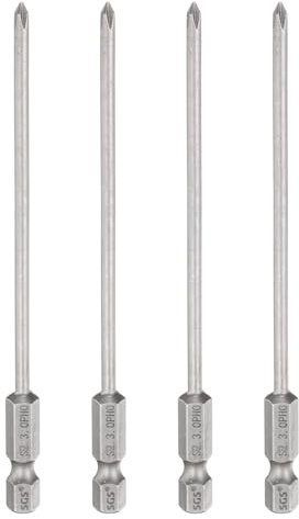 sourcing map 4pcs #0 Phillips Screwdriver Bit PH0 1/4 Hex Shank 4.3 (110mm) Long 3mm Rod Magnetic Cross Head Drill Bits S2 Steel Industrial Screw Driver Bit for Electric Power Tools, Gray