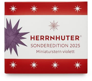 Herrnhuter 2 x limitierter Stern Sonderedition 2025 - Miniaturstern - Violett - Größe: 8cm - mit LED Licht und 3 Meter Kabel, Netzteil NICHT inbegriffen (Set mit 2 Sternen)