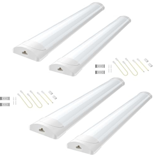 papasbox 4 Stück LED Leuchtstoffröhre 90cm | Feuchtraumleuchte Röhre 30W LED Deckenleuchte Lampe | 6500K Kaltweiß Leuchtstofflampe für Keller Werkstatt Garage Küche