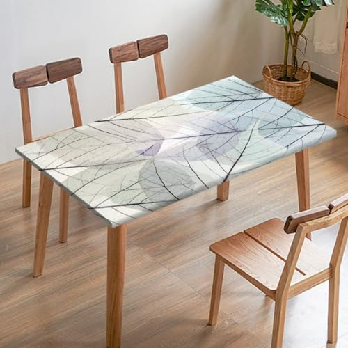 Odot Elastische Tischdecke, 3D Farbige Blätter Tischtuch mit Elastischer Kante, Rechteckige Tischdecke für Outdoor Terrasse Picknick Camping Esszimmer Küche (Grau,170x95cm)