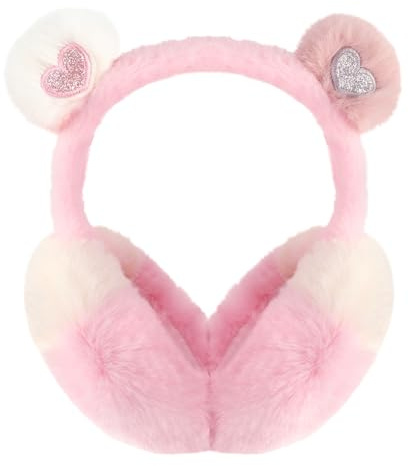 BTHRORO Winter Earmuffs for Woman Girls Cute Animal Fluffy Ear Muffs Foldable Soft Plush Earmuffs Winter Warm Ear Warmers Cold Weather Accessories for Outdoor