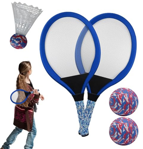 Raqueta De Bádminton para Niños,Raquetas De Entrenamiento Tenis Y Bádminton - Juego Deportivo Interactivo Familiar con Pelota,Jardín Parque Playa