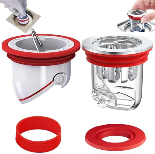 2 Stück Geruchsverschluss Dusche WISIRENT, 35-52mm Geruchshemmender Duschverschluss, 33-39mm Bodenablauf Geruchsverschluss, Anti Geruch Duschstopper Geruchsverschluss Bodenablauf für Bad, Küche