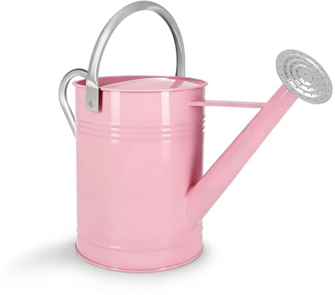 Annaffiatoio in metallo rosa da 6,5 l per piante da esterno e da interno, annaffiatoio in acciaio zincato con beccuccio rimovibile, maniglia mobile, vaso resistente alla ruggine per giardino, prato e