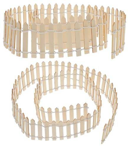 NOLITOY Valla Decorativa de Jardín de Madera 5X90 CM 2 Piezas Cerca Miniatura para Paisaje de Mini Pueblo Accesorios DIY para Adornos de Casas de Muñecas y Decoraciones Navideñas