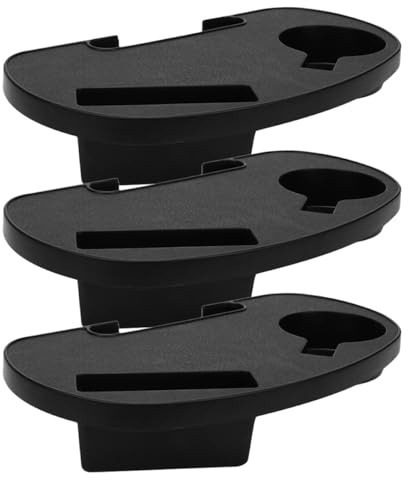 Toyvian Portavasos Desmontable para Sillón Reclinable, Bandeja Ovalada de Plástico Resistente, Juego de 3 Piezas con Clip, Soporte para Bebidas y Teléfono Móvil, Accesorio Plegable