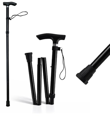 ZOPPER Foldable Aluminium Walking Stick 92cm for Men & Women, Lightweight Adjustable Mobility Aid with Ergonomic Handle, Anti-Slip Rubber Tip and Wrist Strap, Collapsible Travel Support Cane