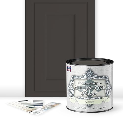 ALL-IN-ONE Paint by Heirloom Traditions, Abbey (Warm Gray), Quart - Durable cabinet and furniture paint. Built in primer and top coat, no sanding needed. Includes our 30 featured color card.