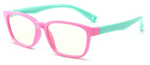 FOURCHEN Anti Blue Light Glasses for Kids Computer Glasses,UV Protection Anti Glare Eyeglasses Computer Glasses Video Gaming Glasses for Children (Pink-green)