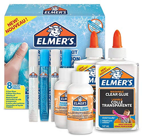Elmer’s Glue Frosty Slime Kit | with Clear PVA Glue, Glitter Glue Pens & Magical Liquid Activator Solution | 8 Count