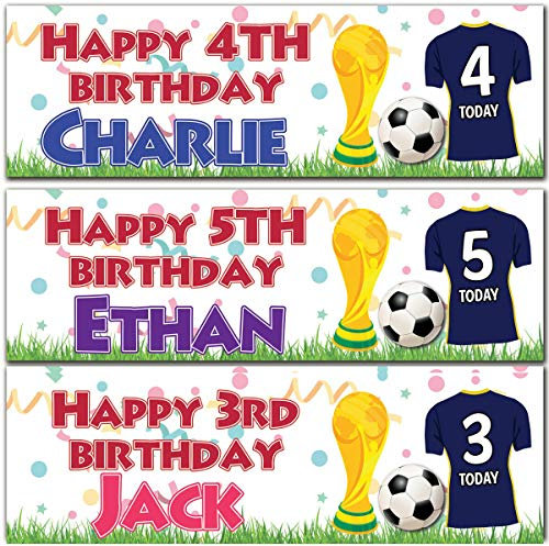 2 Personalised Birthday Banner Football Uniform Sports Boy Children kids Party Decoration