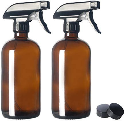 Magic Season Botellas de Vidrio Amber Boston Round (480 ml con Pulverizadores / 2 Piezas)