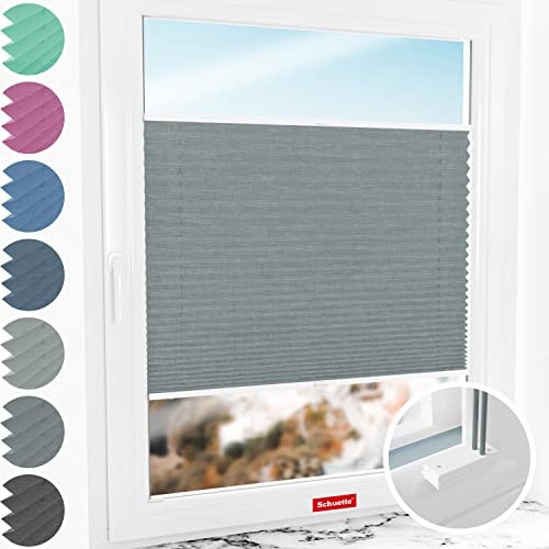 Schuette® Plissee mit Bohren zum Anschrauben ● Melange Kollektion: Rocky Mountain (Grau) ● 30x100cm (Breite x Höhe) ● Suprafix Faltrollo Befestigung ● Bequeme Rollo Montage inkl. Video