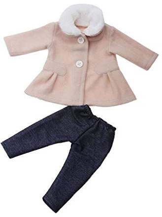 DUORUI Puppenkleid Kleid Winter Outfit Mantel mit Plüsch Kragenhose für American Girl Puppe 18 Zoll