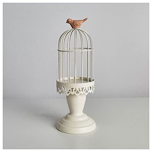 Vintage Vogelkäfig Kerzenleuchter, Dekoration Kerzenhalter für Hochzeit und Esstisch, Antikes Dekor Kerzenständer aus Eisen für Hochzeit Herzstück Weihnachtsdekoration,Weiß