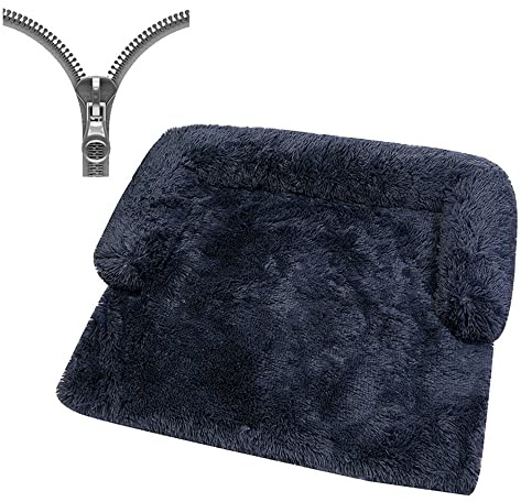 Nyescasa Hundebett für Grosse Hunde u. kleine Hunde,Sofaschutz Plüsch Flauschig Atmungsaktiv Katzenbett,Winter Warm Dauerhaft Hundecouch Waschbar rutschfest Hundekissen (M ca. 90x90x20cm, Dunkelgrau)